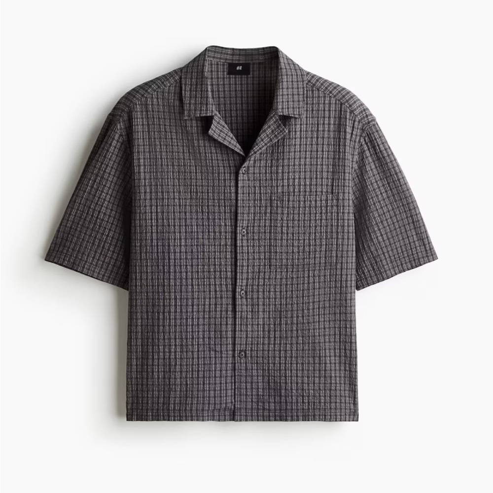 H&M Men's Black Checkered Casual Shirt